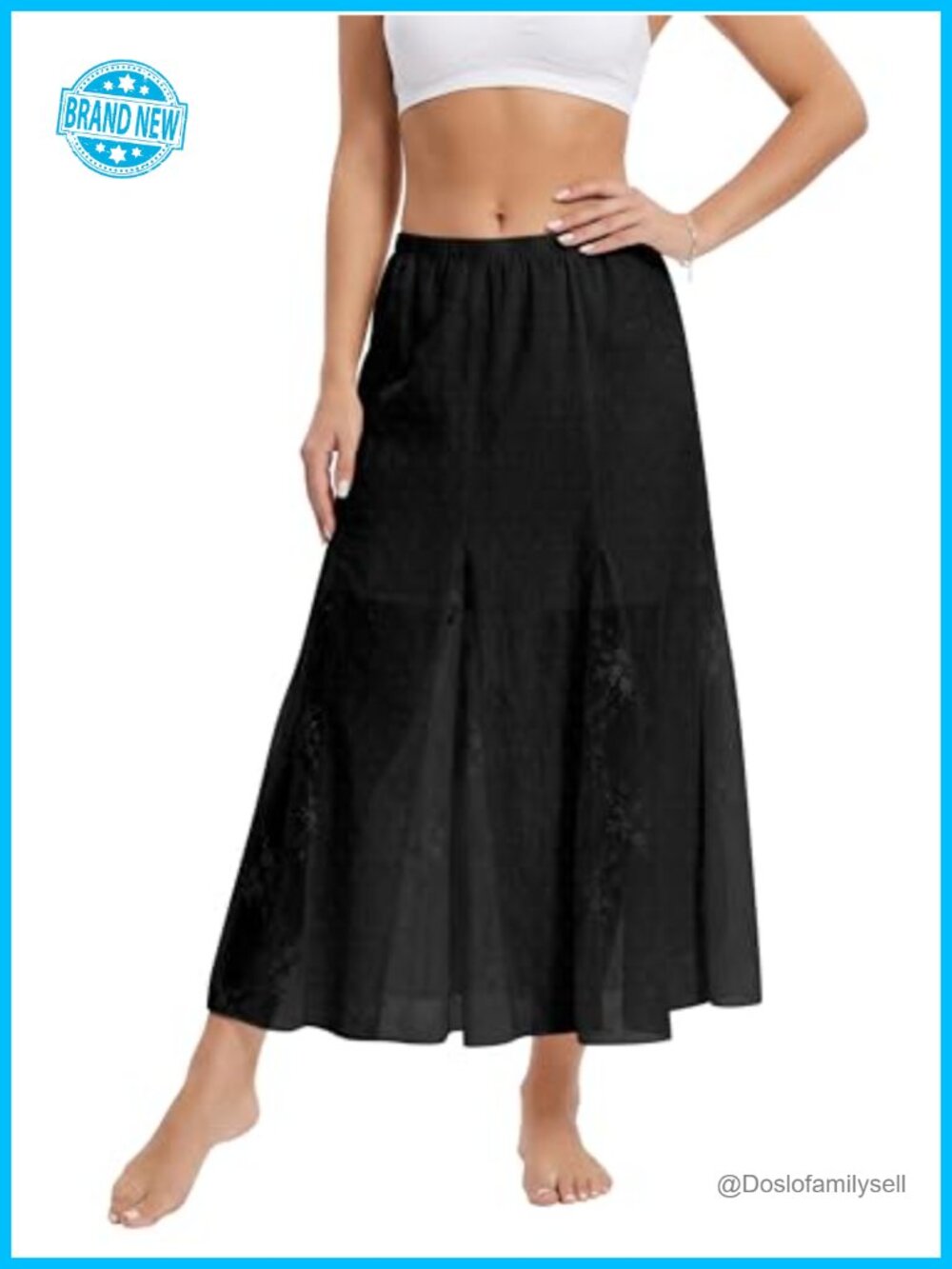 Women's Lace Maxi Skirt Flowy A-Line Boho Patchwork Layered Long Skirt